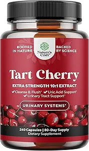 Ekstra Kuvvetli Tart Cherry Capsules - Tart Cherry Extract Capsules 7500 mg for Uric Acid Cleanse for Gout & Kidneys Support - Urinary Tract Health & Joint Support için meyve alıntısı - 240 Ct