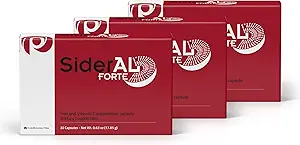 SiderAL Forte Demir Supplement ve Kadınlar ve Erkekler için C vitamini - Demir Eksikliği ve Anemi Desteği için Premium Demir Tamamı - Yüksek Aborpsiyon - Stomach'da Nazi - 90 Capstiping - 90 Caps