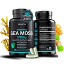 Sertifikalı Organik Deniz Moss Capsules 2250 mg Wildcrafted Irish Sea Moss Burdock Root Bladderwrack Supplement Raw Seamoss Pills & Toz (180-Caps)