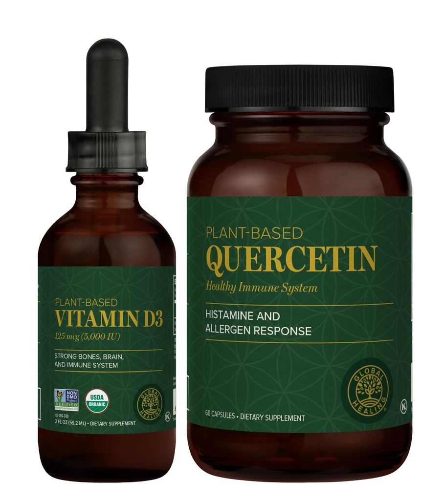 Global Healing Center - Vitamin D3 5000IU & Quercetin 250 mg - Bones and Immune System, Respiratory Health
