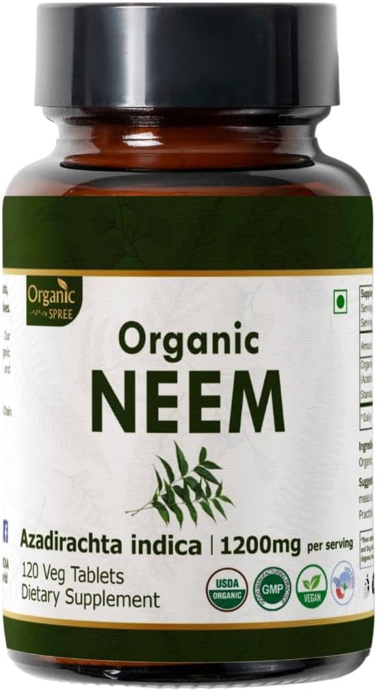 Neem 120 Tabletler | Azadirachta Indica (Neem) | USDA Organik sertifikalı | Sağlıklı Cilt ve Detox | Diyet Tamam - 120tab