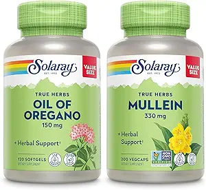 Oregano Softgels 150 mg ve Mullein Leaf 330 mg - Wellness Support Sche - Oregano Oil and Mullein Capsules for General Health Support - Vegan, 60-Day Guarantee, 120ct /180ct