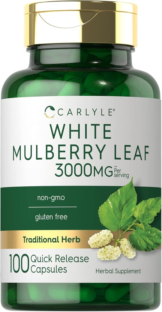 Carlyle Mulberry Leaf Extract | 3000 mg | 100 Capsules | Non-GMO ve Gluten Free Herbal Supplement Supplement