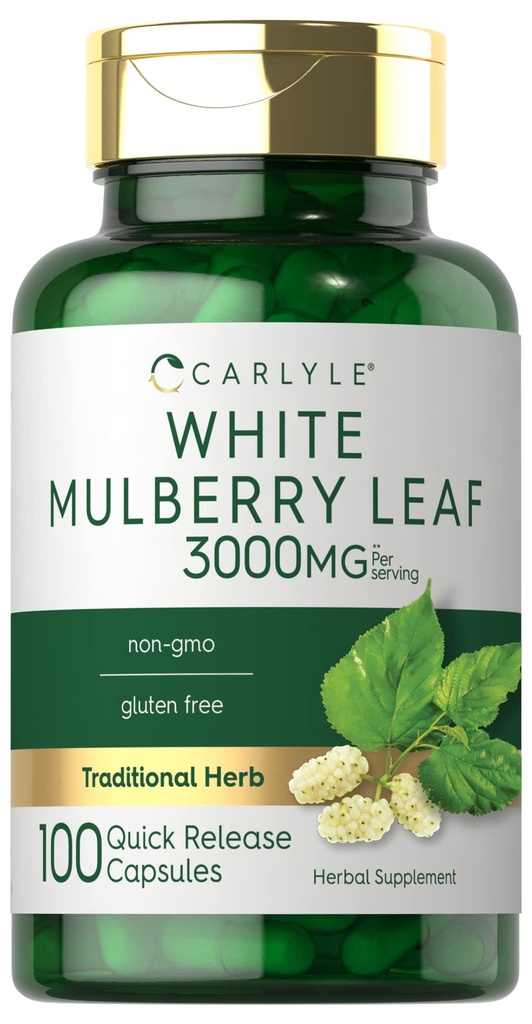 Carlyle Mulberry Leaf Extract | 3000 mg | 100 Capsules | Non-GMO ve Gluten Free Herbal Supplement Supplement