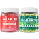Digestive Enzymes Gummies 1000mg Chewable - Διαλύστε τα τρόφιμα γρήγορα, 90 Billion CFU, Probiotic, Postbiotic, Prebiotic & Fiber Blend & Vitamin ADK Gummies + συμπλήρωμα ασβεστίου μαγνήσιο ψευδάργυρου