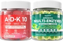Digestive Enzymes Gummies 1000mg Chewable - Break Down Food Quickly, 90 Billion CFU, Probiotic, Postbiotic, Prebiotic & Fiber Blend & Vitamin ADK Gummies + Calcium Magnesium Zinc Supplement