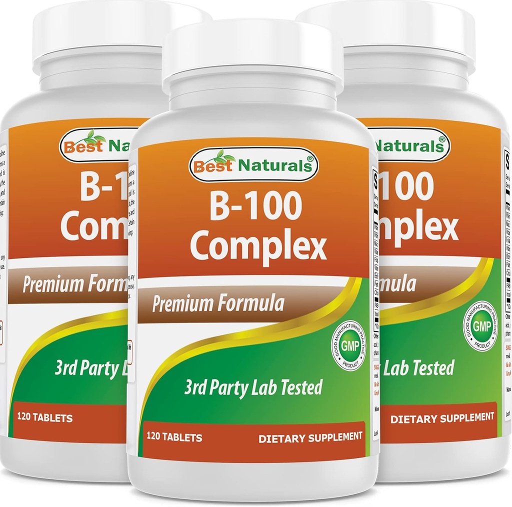 En İyi Doğallar B 100 Komplek 120 Tablet (B Kompleks Vitaminleri) (120 Kont (Pack of 3))