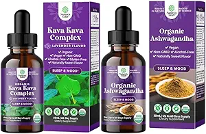 Daha İyi Uyku ve USDA Organik Ashwagandha Liquid Drops için Kavalactones Supplement ile Potent Liquid Kava Drops - Ashwagandha Root for Stress and Mood Support for Yetişkinler