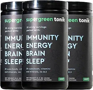 100% Doğal Yeşiller Superfood Toz - 38 Superfoods, Vitaminler ve Mineraller ile Günlük Tamam - Enerji, Stres ve Immunity – 30 Day Supply – 360 Grams (3 Tubs)