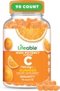Yetişkinler için Yaşamlanabilir Vitamin C Gummies | 750 mg | Great Tasting Orange Flavor VIT C | Vegan Non GMO Vitamin C Chewable | for Immune Support | 90 Gummies