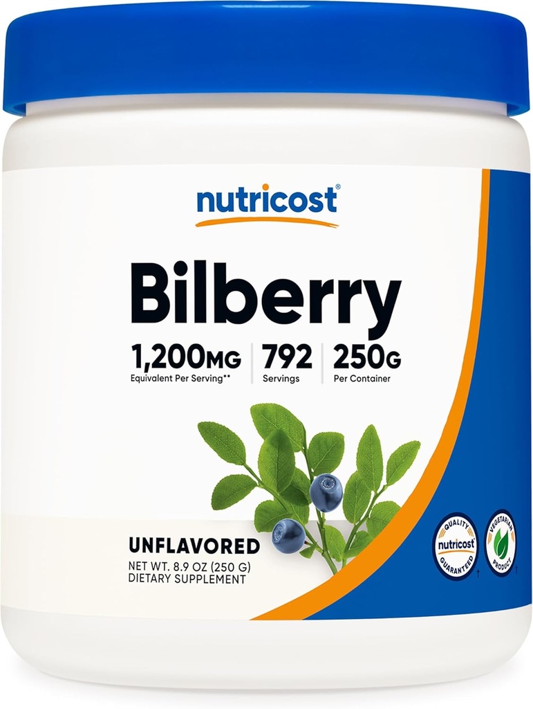 Nutricost Bilberry σκόνη 250 γραμμάρια - Χωρίς γλουτένη και μη ΓΤΟ
