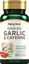 Piping Rock Odorless Soft Softgels | 180 Softgels | Tamam with Cayenne Extract | Allium Sativum | Non-GMO, Gluten Free