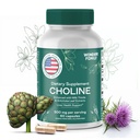 Choline Bitartrate 500MG - Premium Choline Supplements - Liver Support Supplement & Gallbladder Supplements - Colina Suplemento 500 mg Orgánica - Memory and Focus için Beyin Vitamini - 60 Choline Caps