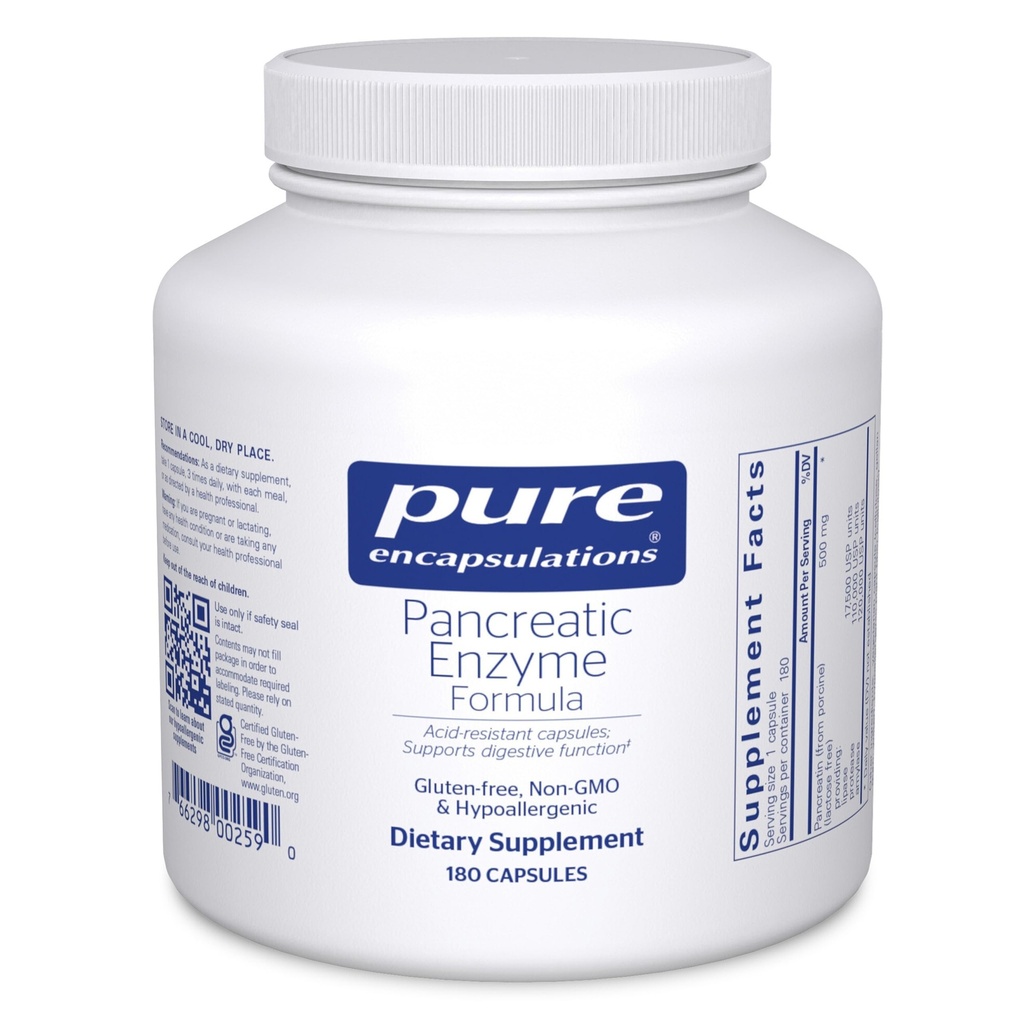 Saf Encapsulations Pancreatic Enzyme Formula - Dargestive Enzymes for Digestion - Supports Gut Health* - Targeted Delivery Capsules - Gluten Free & Non-GMO - 180 Capsules