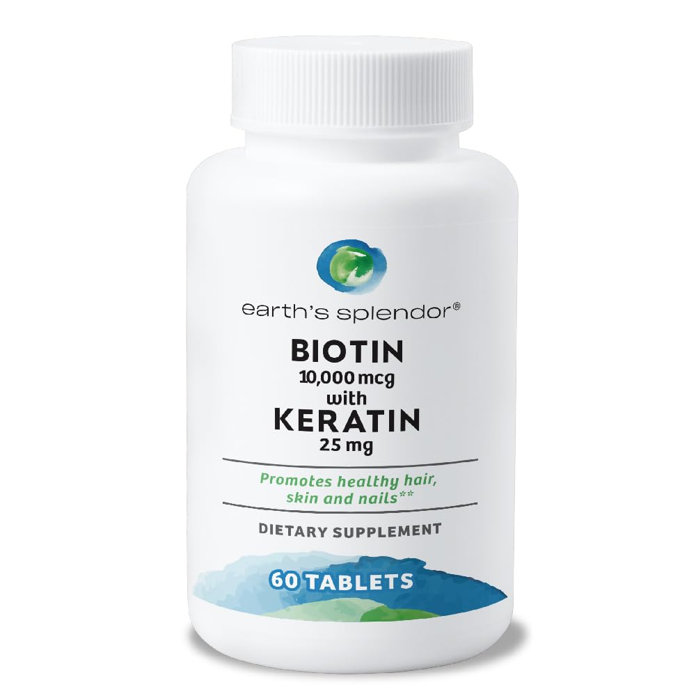 Dünya Splendor Biotin 10.000 mcg + Keratin 25 mg, Sağlıklı Saçları, Güçlü Çığları ve Skin Desteklerini Teşvik Ediyor, 60- Gün Supply