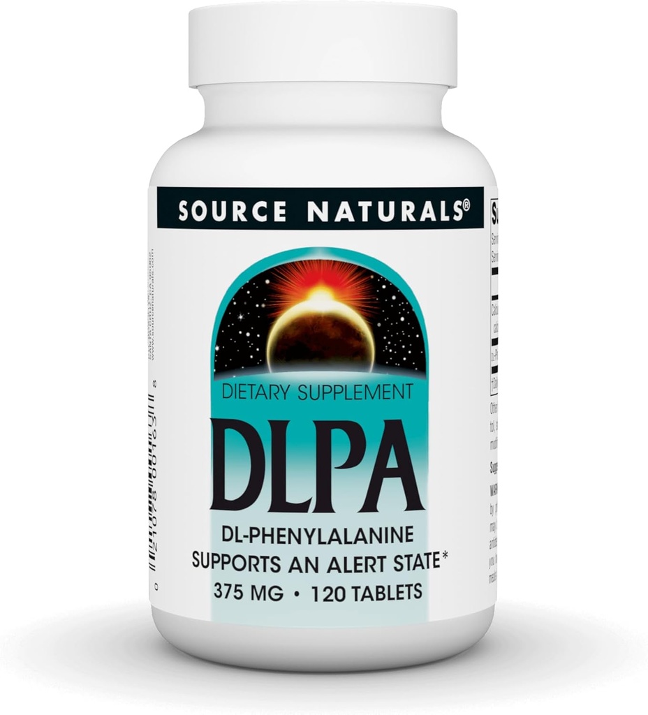 Kaynak Naturals DLPA DL-Phenylalanine, Bir Uyarı Devletini Destekler* - 375 mg -120 Tabletler