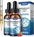 (2 Pack) Magnezyum Citrate Liquid Drops Supplement 500 mg-Dep Stres Yardımı, Bone, Muscle, Mood, Sleep-4 Fl Oz, Vegan, Raspberry Flavor