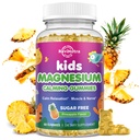 Çocuklar için Magnezyum Gummies, Magnezyum Glycinate Gummies, L-Theanine, Chamomile, Licorice, Vitamin D, B6 Uyku, Rahatlama, Beyin & Kas, Sugar Free Pineapple 60ct
