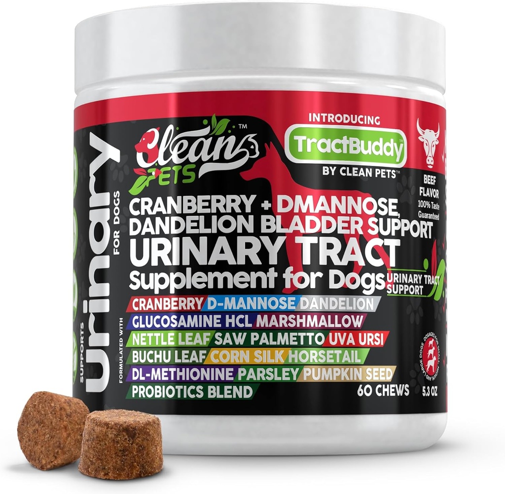 Köpekler için Cranberry Urinary Tract Desteği | D-Mannose UTI Bladder Stones Dandelion Glucosamine HCL Marshmallow Nettle Bath Saw Palmetto Uva Ursi Buchu Horsetail Methionine Parsley Supplement