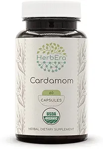 HerbEra Cardamom USDA Organic 60 Capsules | Natural Herbal Supplement | Certified Organic Vegetarian Capsules and Organic Cardamom (Elettaria cardamomum) Dried Pod (60 Capsules)