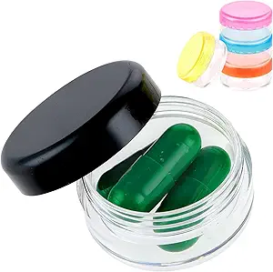 Small Pill Organizer Box, 5 Pcs Travel Pill Case Holder Portable Daily Mini Pills Container BPA Free Medicine Storage Container for Purse Pocket Briefcase (Blue/Orange/Yellow/Black/Rose Red)