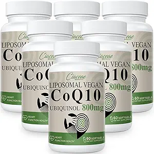 Liposomal CoQ10 800mg Ubiquinol Softgel, Max Absorption Ubiquinol Coenzyme Q10, Ubiquinol CoQ10 Supplement for Antioxidant, Heart Function & Energy Production, Pure CoQ10 800mg, 360 Vegan Softgels