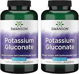 Swanson Κάλιο (Gluconate) 99 Χιλιοστόγραμμα 250 Καψάκια (2 Συσκευασία)