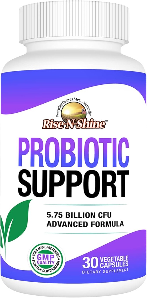 Rise-N-Shine Probiotics for Women and Men - 5.75 Billion CFU 7 Strains - 30 Capsules