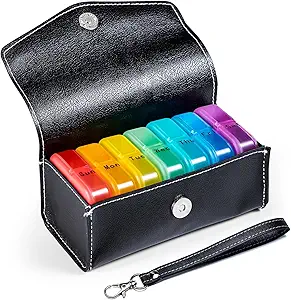 Zoxy Weekly Pill Organizer 2 Times a Day, PU Deri Bag 7 Day Am Pm Pill Box, Daily Pill Box Organizer 7 Gün, Seyahat için Portatif Tıp Organizecı, Haftalık Pill Case to Store All Meds
