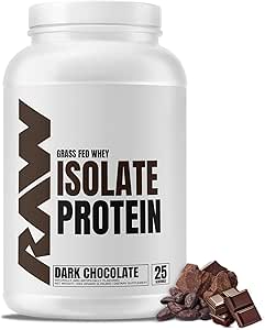 RAW Whey Isolate Protein Toz, Dark Chocolate - 100 Grass-Fed Sports Nutrition Whey Protein Tozu Kas Büyüme ve Kurtarma - Low-Fat, Low Carb, Doğal Flavored & Sweetized - 25 Hizmet