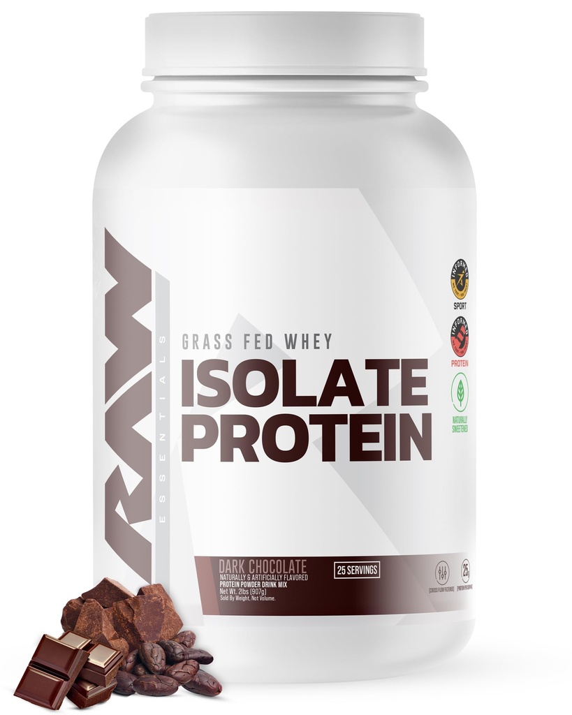 RAW Whey Isolate Protein Toz, Dark Chocolate - 100 Grass-Fed Sports Nutrition Whey Protein Tozu Kas Büyüme ve Kurtarma - Low-Fat, Low Carb, Doğal Flavored & Sweetized - 25 Hizmet