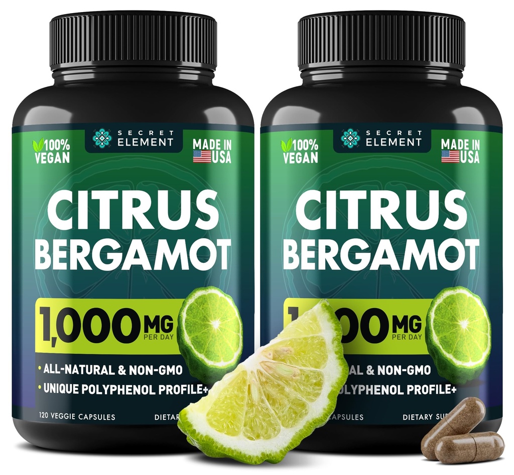 (2 PACK) Citrus Bergamot Ekstraksiyon 1000 mg - Circulatory Health için Citrus Bergamot Supplement, Immunity ve Grace Aging - 2x the potency of Citrus Bergamot 500mg - 240 Vegan Citrus Bergamot Capsules
