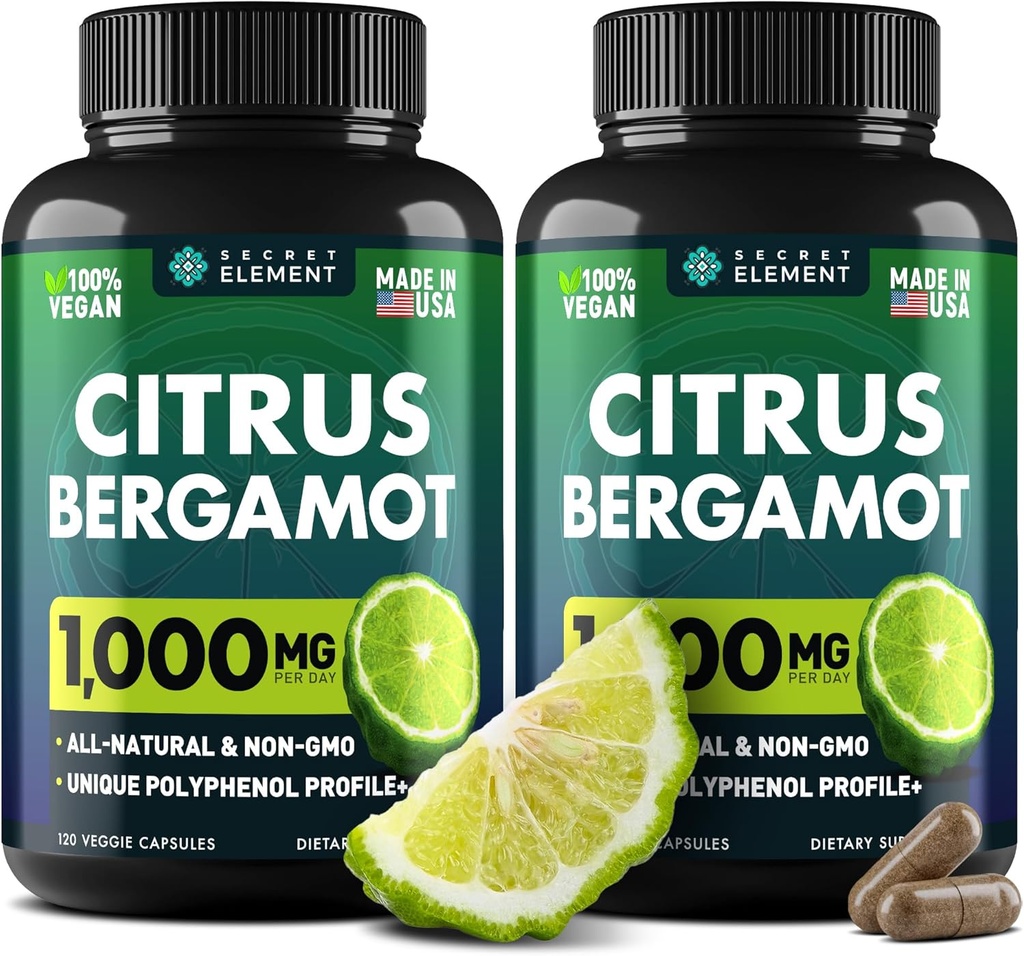 (2 PACK) Citrus Bergamot Extract 1000mg - Citrus Bergamot Συμπλήρωμα για την Κυκλοφορική Υγεία, Ανοσία, και Graceful γήρανση - 2x η δραστικότητα του Citrus Bergamot 500mg - 240 Vegan Citrus Bergamots