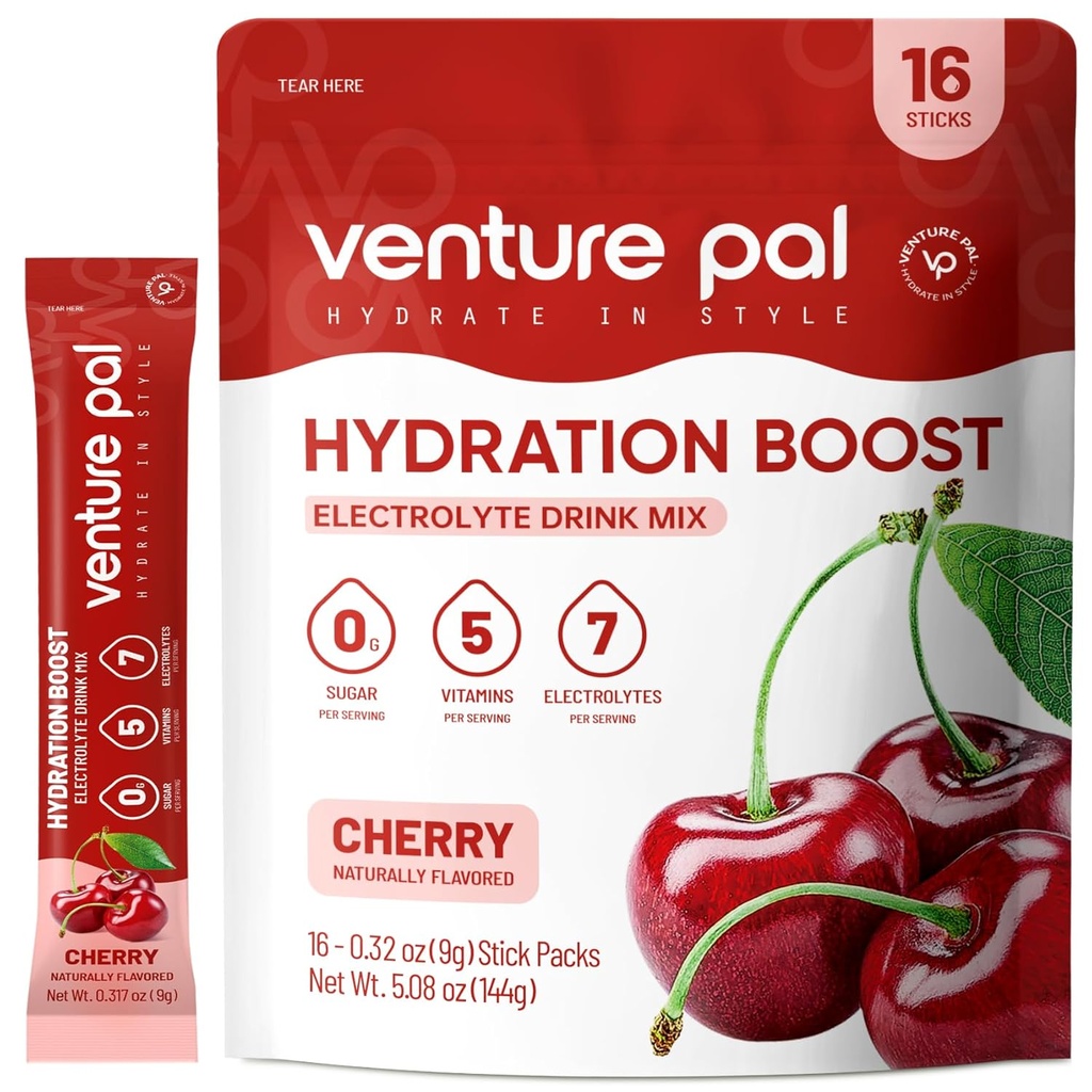 Venture Pal Sugar Free Electrolyte Toz Paketleri - Sıvı Günlük IV Hızlı Hydration & Parti Recovery için Mix | 5 Vitamin & 7 Elektrolytes / Keto Friendly | Non-GMO | sertifikalı Vegan | 16 Sticks