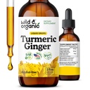 Άγρια & οργανική Κουρκουμάς και Ginger συμπλήρωμα σταγόνες - Κοινή & ανοσοποιητική υποστήριξη - Υγρή κουρκουμά με εκχύλισμα τζίντζερ και μαύρο πιπέρι - συμπλήρωμα κουρκουμίνης - Vegan, ζάχαρη & αλκοόλ-ελεύθερο Βάμμα - 2 oz