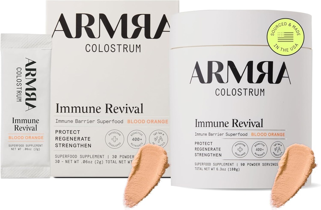 ARMRA ColostrumTM Premium Toz, Grass Fed, Gut Health Bloating Immunity Skin & Hair, Contains 400+ Bioaktif Nutrients, Keto, Gluten & Fat Free (Kan Orange Sche | 120 Hizmet)