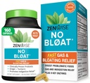 Zenwise Health No Bloat Digestive Enzymes for Gut Health, Gas & Bloating Relief - Multi Enzymes Digestion Supplement with Probiyotiks, Ginger, Turmeric Dandelion & Lactase - Men & Women - 160 Count
