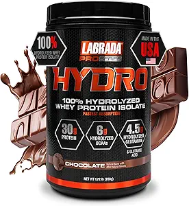 LABRADA Hydro 100% Saf Hydrolyzed Whey Protein Isolate Toz, Lactose Free, En Hızlı Digesting, Instant Mix,Delicious Taste 20 Services (Chocolate)