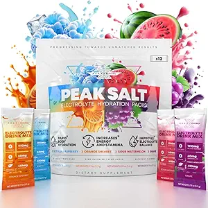 Elektrolytes Toz Paketleri - Salt Electrolyte Drink Mix for Rapid Hydration - Non-GMO, Vegan Dostu, Gluten Free & Sugar Free Electrolytes Toz - Çeşitli Pack (12 Packets)