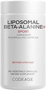 Kodage Liposomal Beta-Alanine Supplement - CarnoSyn Beta-Alanine - 2Month Supply - Liposomal Delivery - Pre Workout, Post Workout and Sport Supplementation - Non-GMO - 180 Capsules