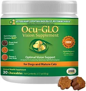 Ocu-GLO Cat & Dog Senior Supplement for Eye Support - Büyük ve Küçük Evcil Hayvan Bakımı Lutein, Omega-3 Fatty Acids, Grape Seed & Antioksisss