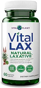 Vital Planet - Vital Lax Natural Laxative Cleanse Supplement for Occasional Constipation, Magnezyum Hydroxide, Terpery Elm, Aloe, ve Triphala Bowel Regularity 60 Capsules Desteklemek için