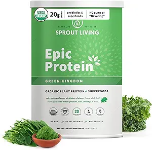 Πρωτεΐνη, Πρωτεΐνες & Superfoods με βάση φυτά σε σκόνη, Πράσινο Βασίλειο 20 γραμμάρια οργανική πρωτεΐνη σε σκόνη, πράσινα, λαχανικά, μη γαλακτοκομικά, μη ΓΤΟ, χωρίς γλουτένη, χαμηλή ζάχαρη (2 Λίρες, 24 σερβίτσια)