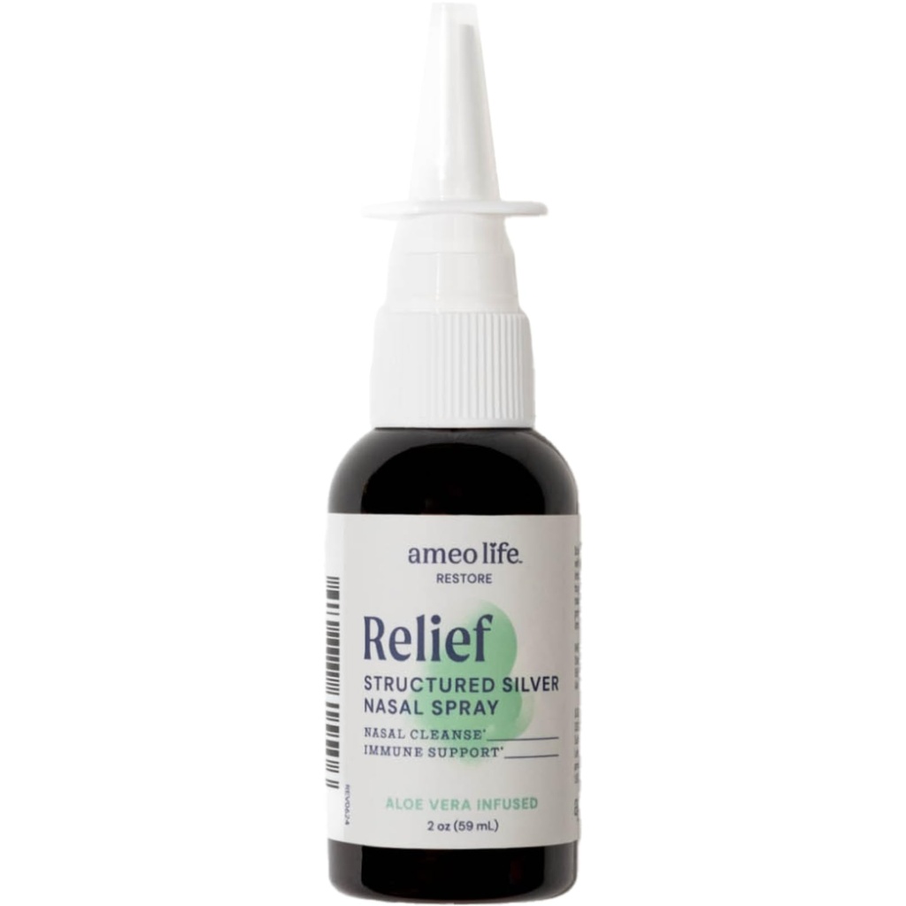 Ameo Life Aloe-Infüzyon Colloidal Silver Nasal Mix 24 PPM - Nasal Congestion, Sinus Congestion, Mucus, ve Irritation - Daily Use (2 oz) için