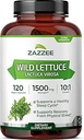 Zazzee Extra Strength Wild Lettuce 10:1 Ekstraksiyon, 1500 mg Güçlü, 120 Vegan Capsules, Potent Lactuca Virosa Diversity, Interd 10X Extract, 100% Vegetarian, All- Natural, Non-GMO, Made in the USA
