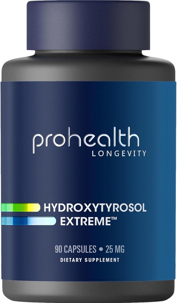 ProHealth Hydroxytyrosol Extreme - Hydroxytyrosol Supplement, Olive Leaf Extract (Olive Leaf Extract Organic) (90 Vegetarian Capsules) Gluten Free, Soy Free.