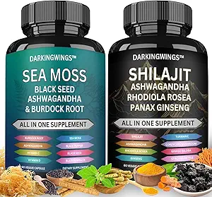Shilajit και Sea Moss Κάψουλα, Complete Vitality Formula – Shilajit, Sea Moss, Black Seed Oil, Adaptogens – Φυσική Ενέργεια & Ανοσολογική Υποστήριξη