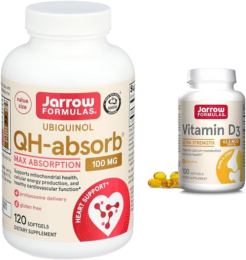 Jarow Formulas QH- Absorb 100 mg Μέγιστη Απορρόφηση - CoQ10 Ubiquinol & Βιταμίνη D3 62,5 mcg (2.500 IU) - 100 Μερίδες (Softgels)