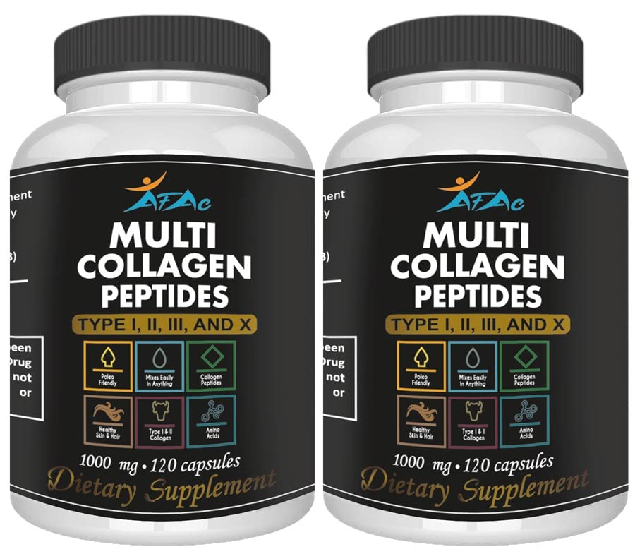 VITAMISAN 2Pack Multi Collagen Plus Pills (Type I, II, III, X) Anti-Aging, Hair, Skin, Nails ve Ortak Destek, 80 Day Supply 240 Capsules