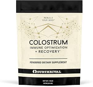 Surthrival: Colostrum Powder (1 Kilo, 2.2lbs), Immune Optimization & Recovery, Powdered Dietary Supplement, Gut Health, Immune Support, Keto Friendly